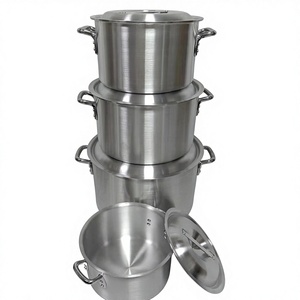 Heavy Duty Aluminum Stock Pot Set Extra Thick Cooking Casserole with Lid 27cm 33cm 39cm 45cm for Commercial Kitchen Restaurant