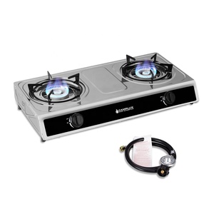 Dual Burner Gas Cooktop with Automatic Ignition Stainless Steel Surface